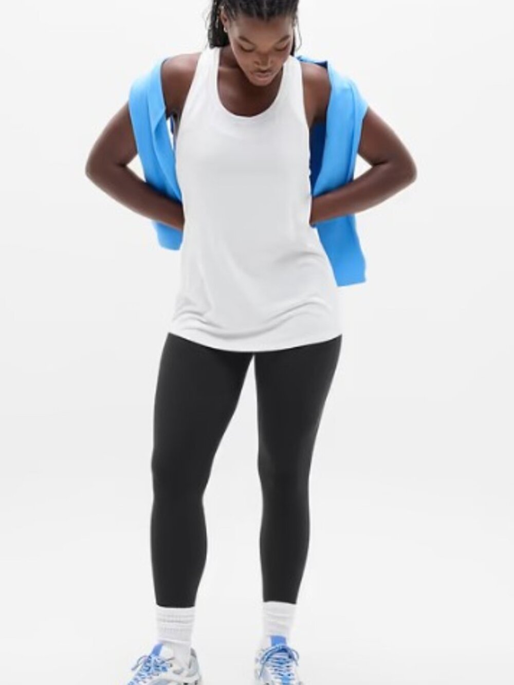 Athleta Move With Ease Tank White Large Racerback Yoga Top